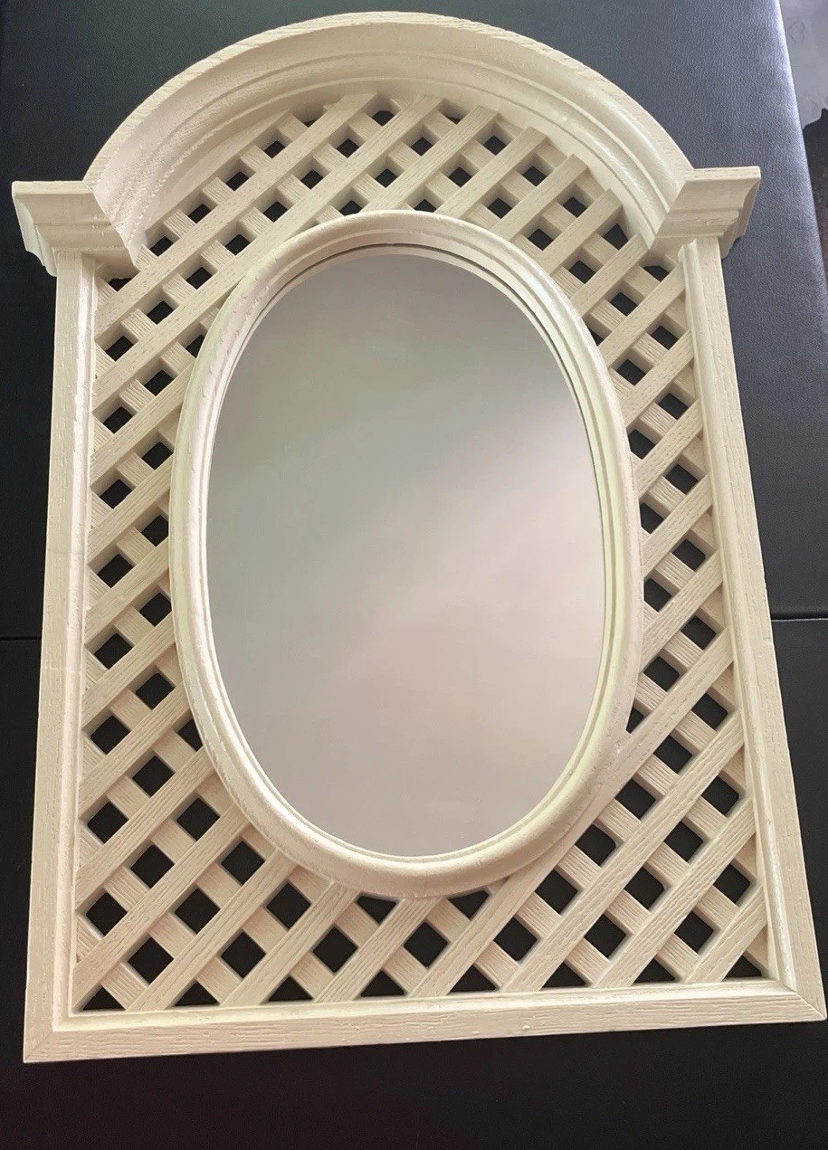 Vintage Burwood Mirror Off White Plastic Antique MCM
