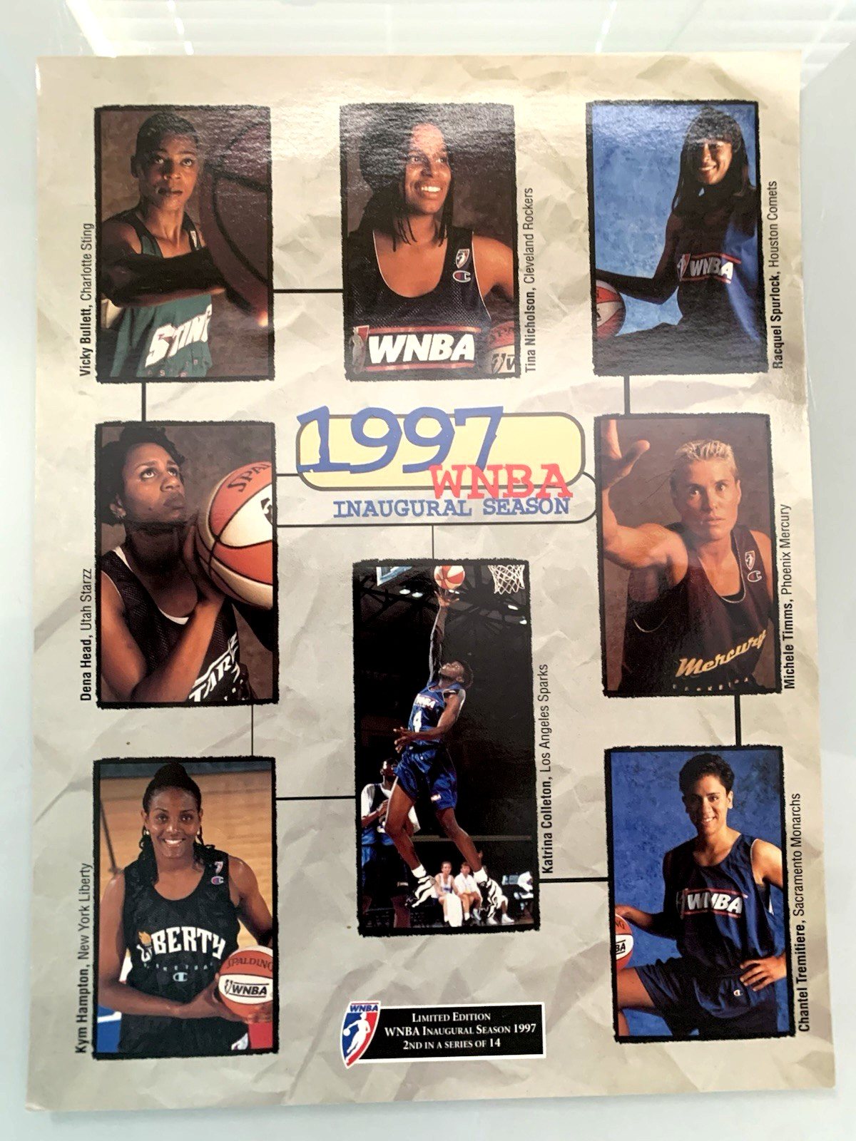 LIMITED EDITION 2/14 1997 WNBA WOMENS TEAM PLAYERS Inaugural Season 8×10 Card VG