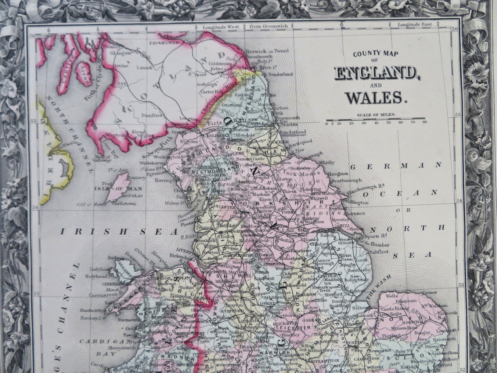 England & Wales London Cardiff Manchester York Oxford 1860 Mitchell hc map
