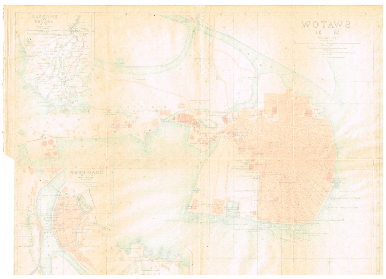 汕头市 1915 SHANTOU Original Authentic map city plan China CHAOZHOU 潮州市 Teochew