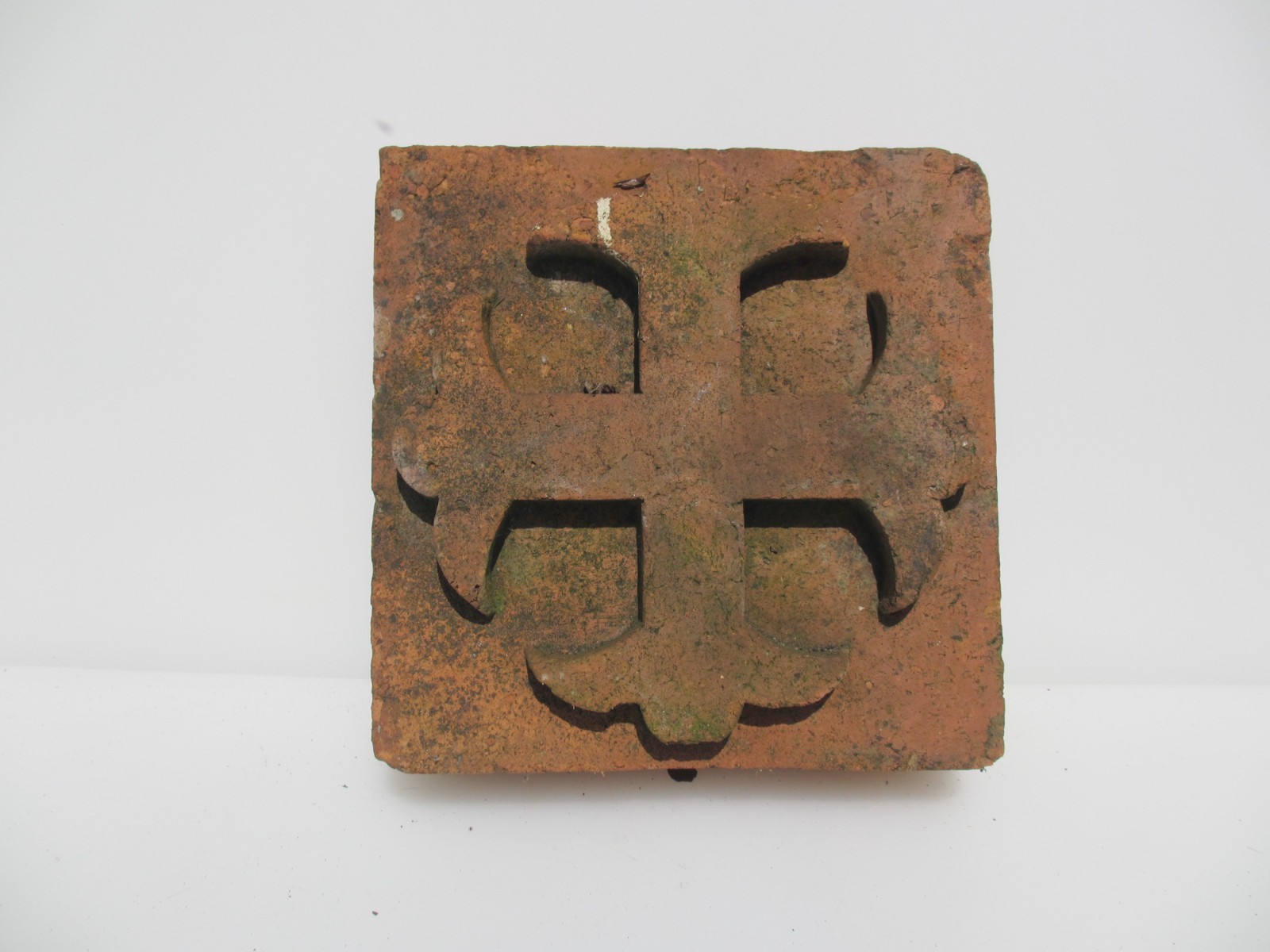 Antique Terracotta Brick Ornate Victorian Building Old Gothic Cross Vintage 9″W