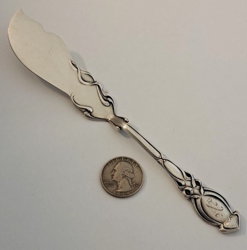 “1906” ART NOUVEAU Sterling Silver 7″ Master Butter Knife MAYER BROS Antique