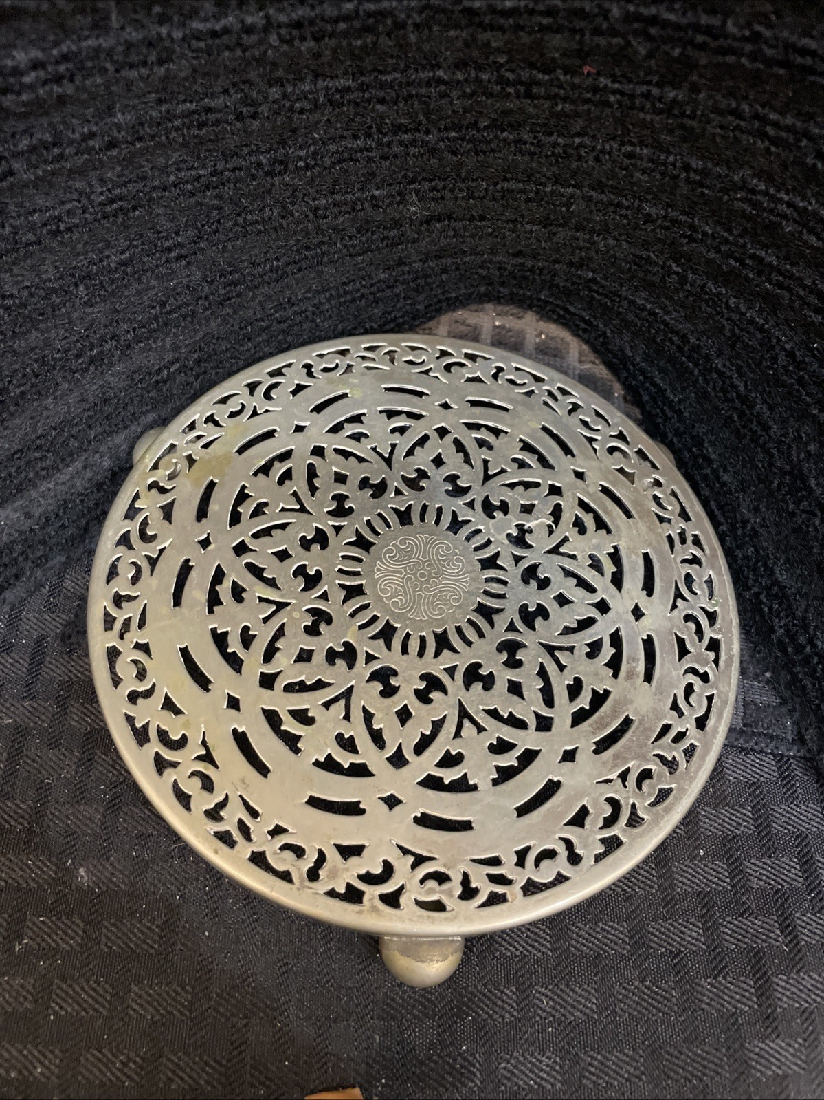 English Reticulated Fine silverplate REGIS Plate footed trivet N574 Hallmarked