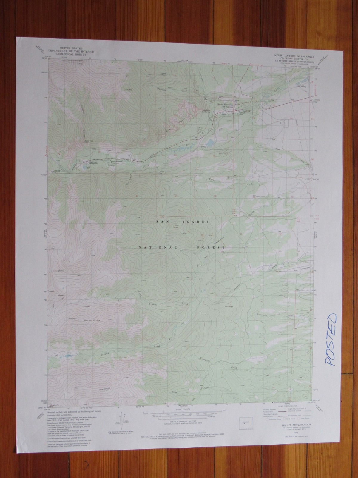 Mount Antero Colorado 1983 Original Vintage USGS Topo Map