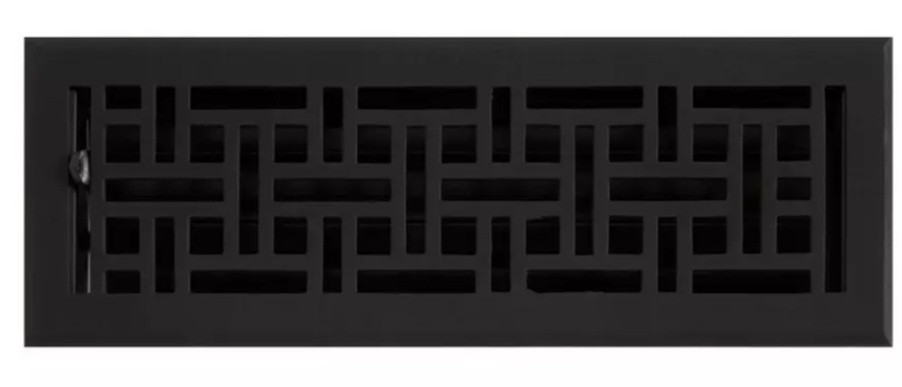 SH Wicker Style Cast Iron Floor Register 4″ X 14″ Overall 5 1/8″ X 15 5/8″