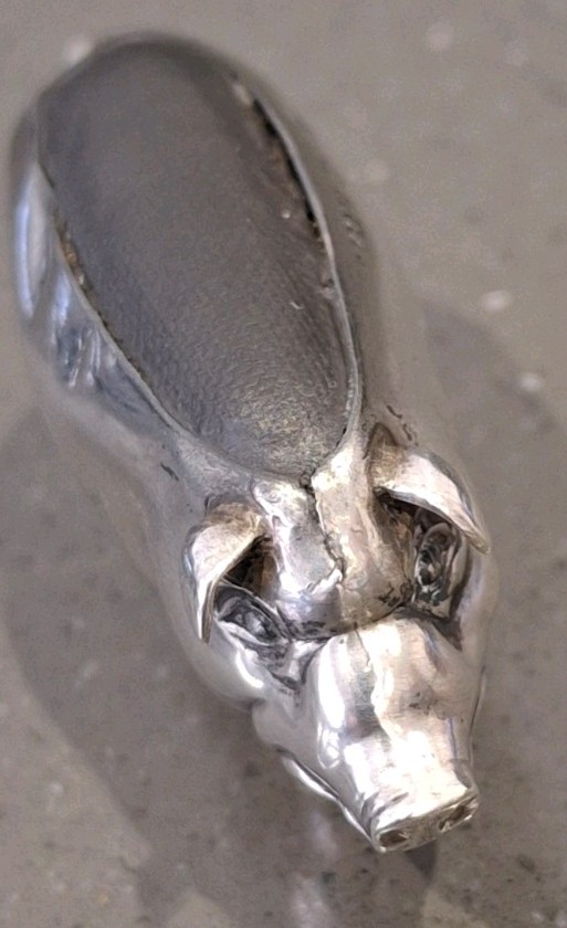 Antique Silver Pig Pin Cushion Hallmarked London 1906 S Blanckensee & Sons Ltd
