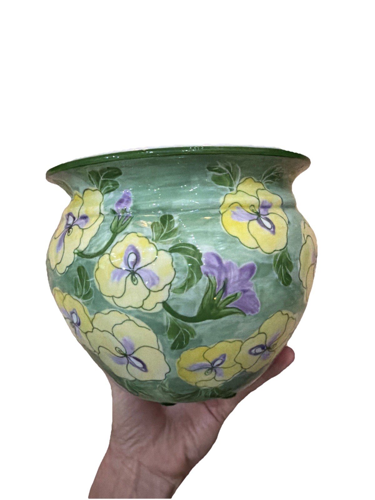 Vintage Violet Pansy Petunia Flower Pot Vase Floral Andrea By Sadek Thailand