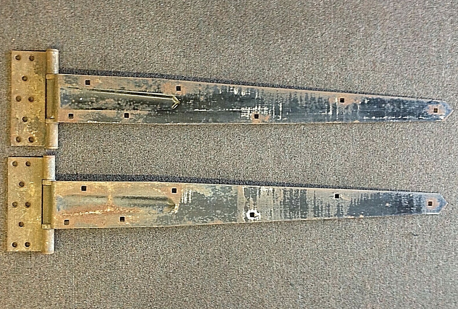 Vintage Pair Black STANLEY Steel Barn Door Strap Gate Iron Hinges 36.5 Inches