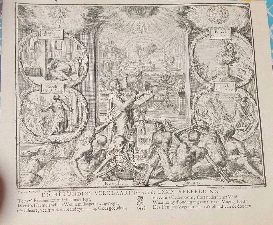 1704 Romeyn de Hooghe Copper Engraving – Ezekiel “Valley of Dry Bones” – Dutch