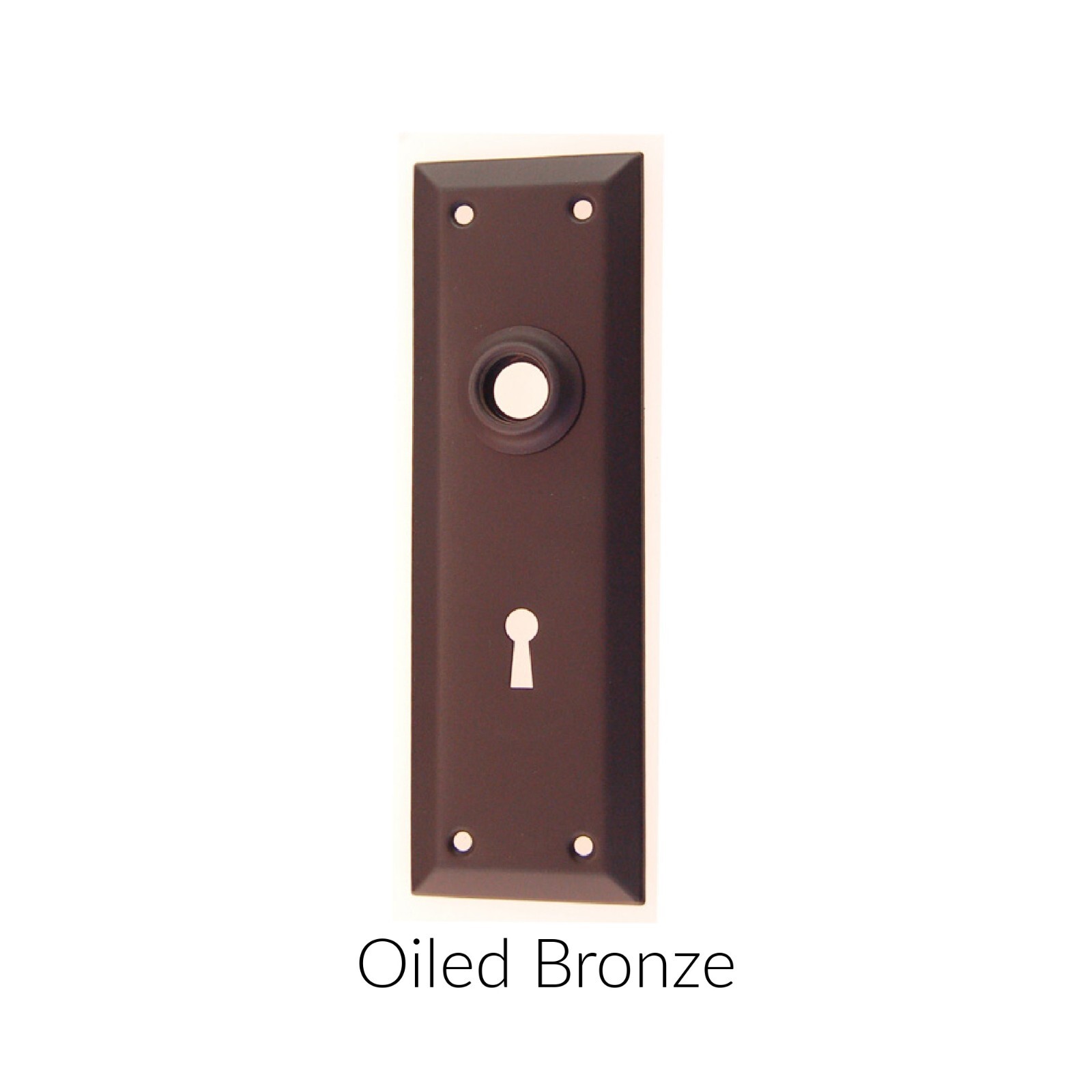 Solid brass rectangular door trim plate with hub and keyhole (escutcheon plate).