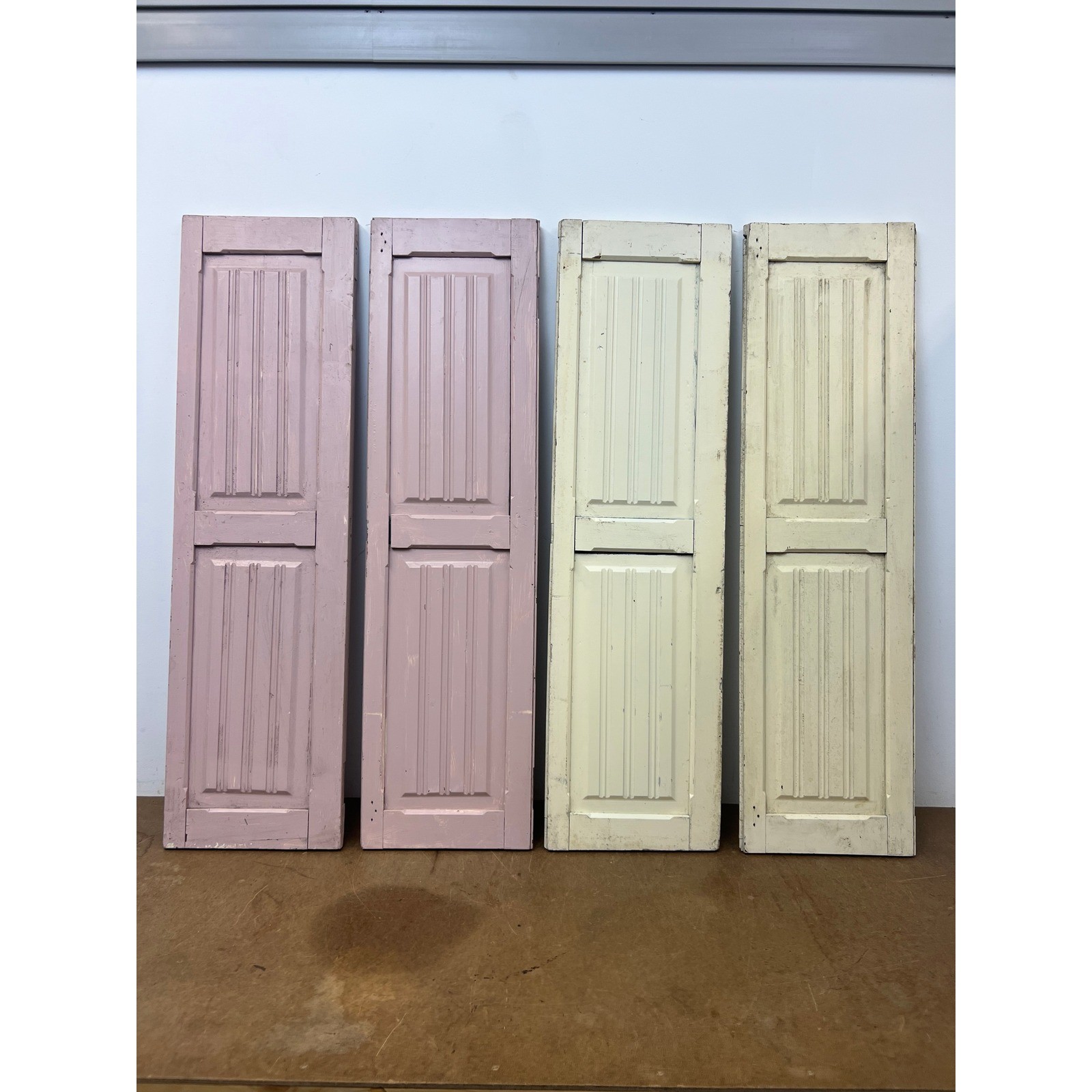 Vintage Painted Wood Shutters Set of 4 Rustic Farmhouse Wall Decor Architectural