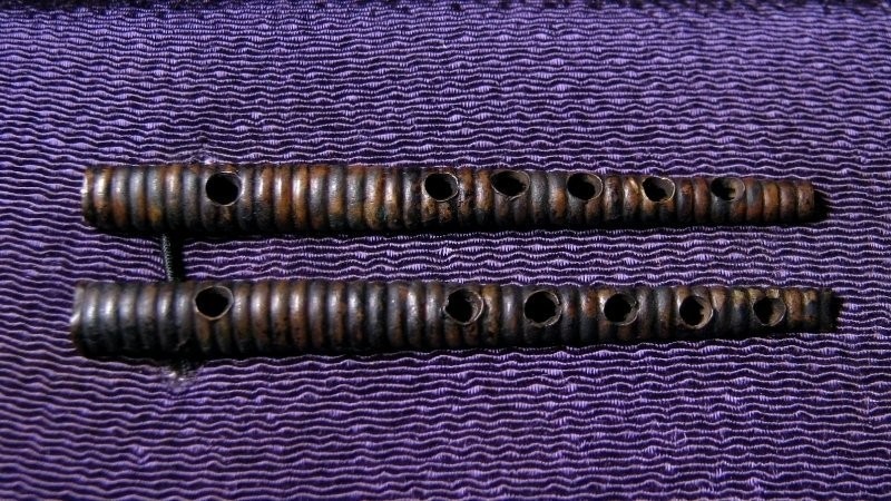 Menuki Japan Antiques Japanese Swords Edo Period Copper Shakuhachi Katana JPN