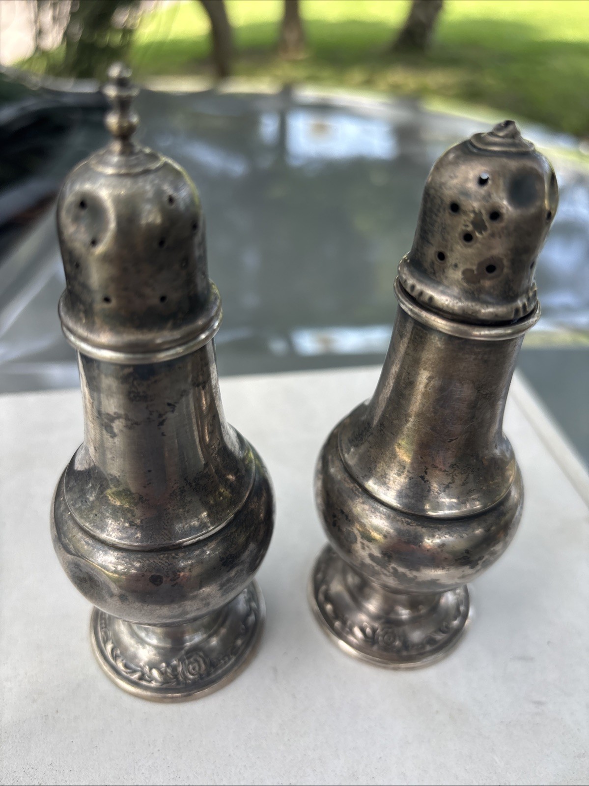Heirloom DAMASK ROSE Sterling Shakers. Set of 2