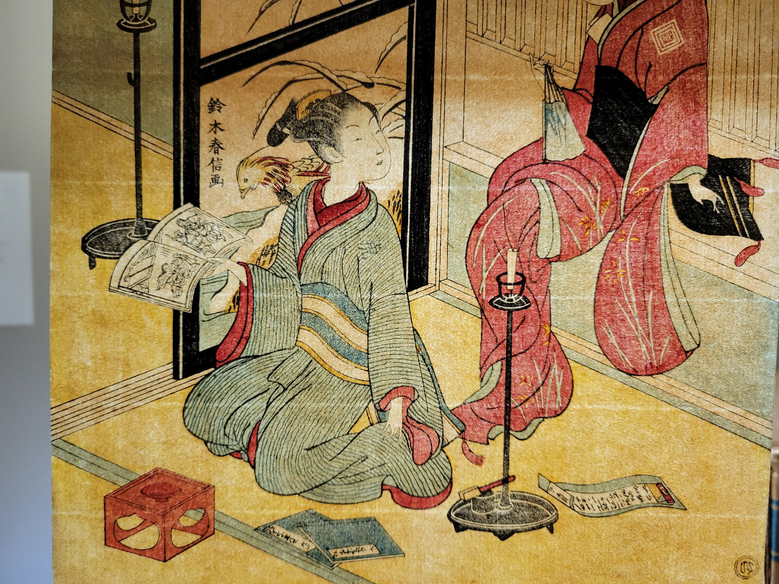 c.1930 Harunobu Ukiyo-e Woodblock Print Japanese 10.25×7.75