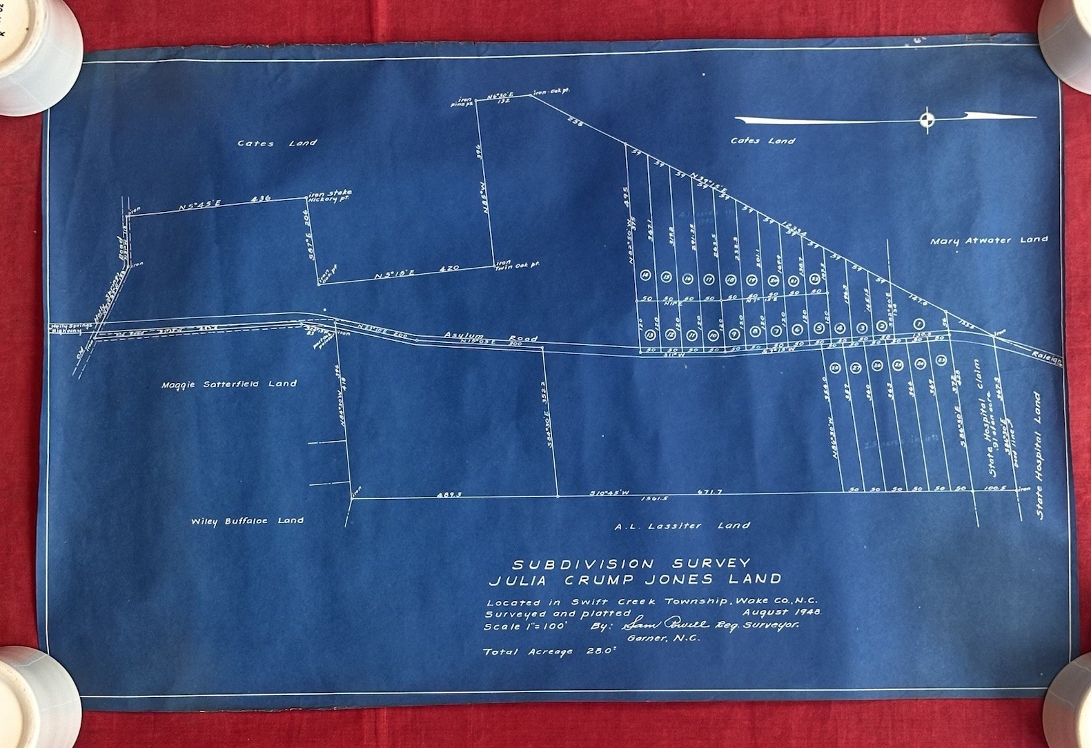 1948 Swift Creek Wake Co NC Sudivision Land Plat Map VTG Jones Buffaloe Lassiter