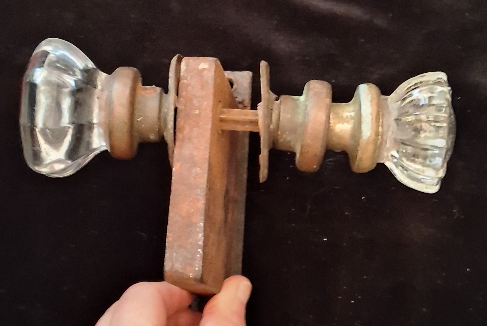 Vintage Old Door Lock with Different Crystal Glass Door Knobs + Key