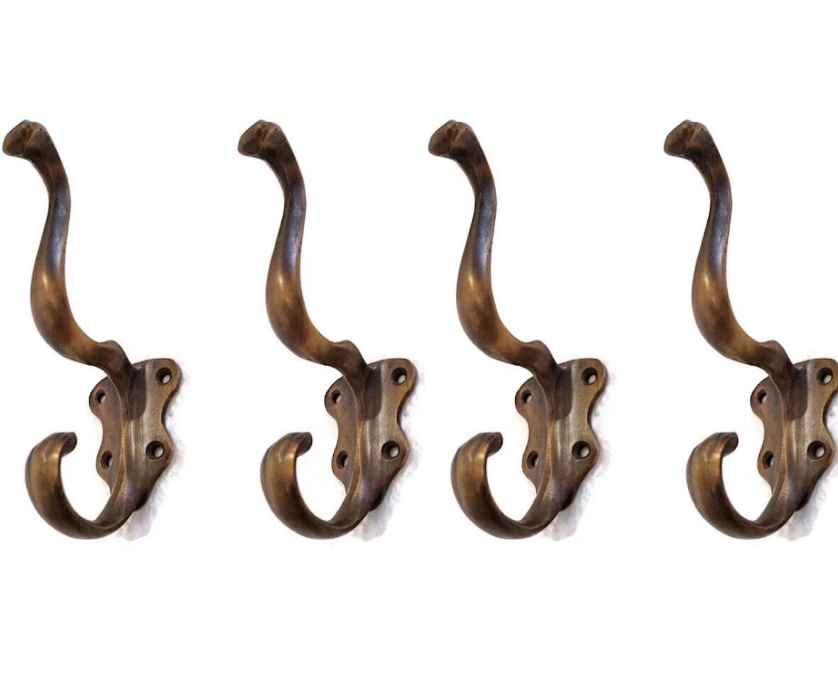 4 solid brass 5.14inch curly old vintage old Style coat hangers heavy Hooks 249