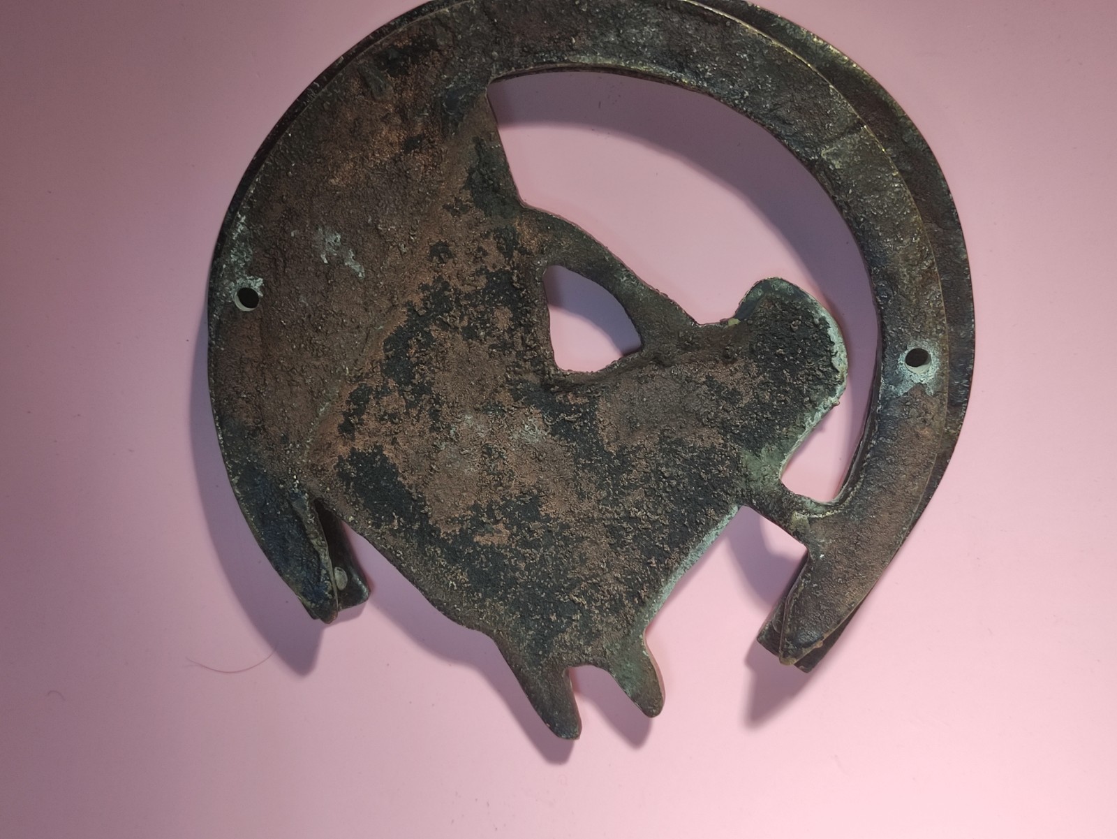 Old Solid Brass Horse Head horse shoe DOOR KNOCKER 14cm