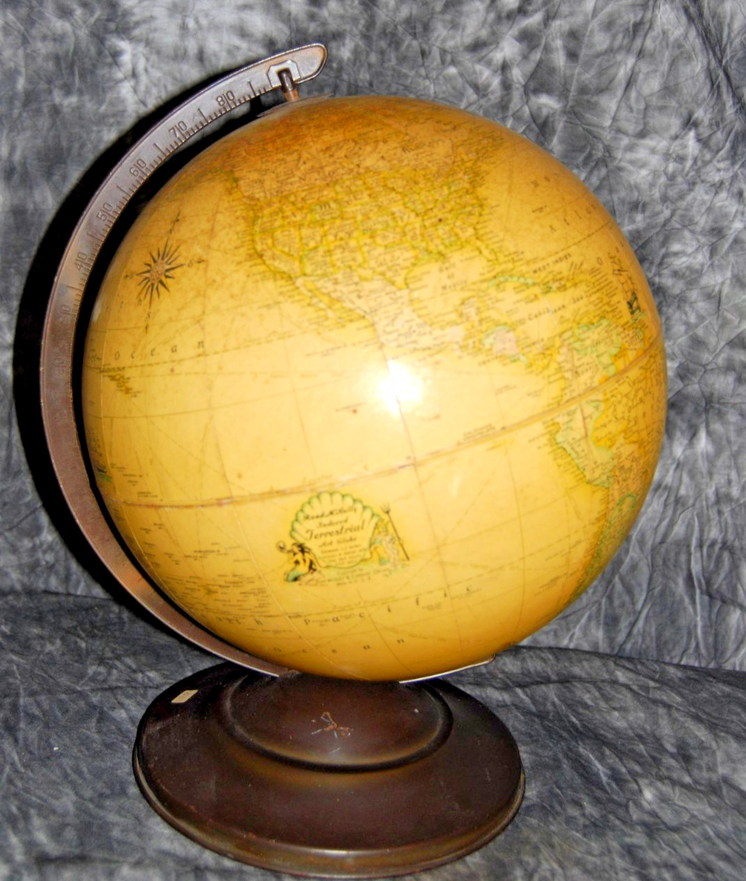 Vintage 1930s Rand McNally 12″ Art Globe – Italian East Africa & Siam