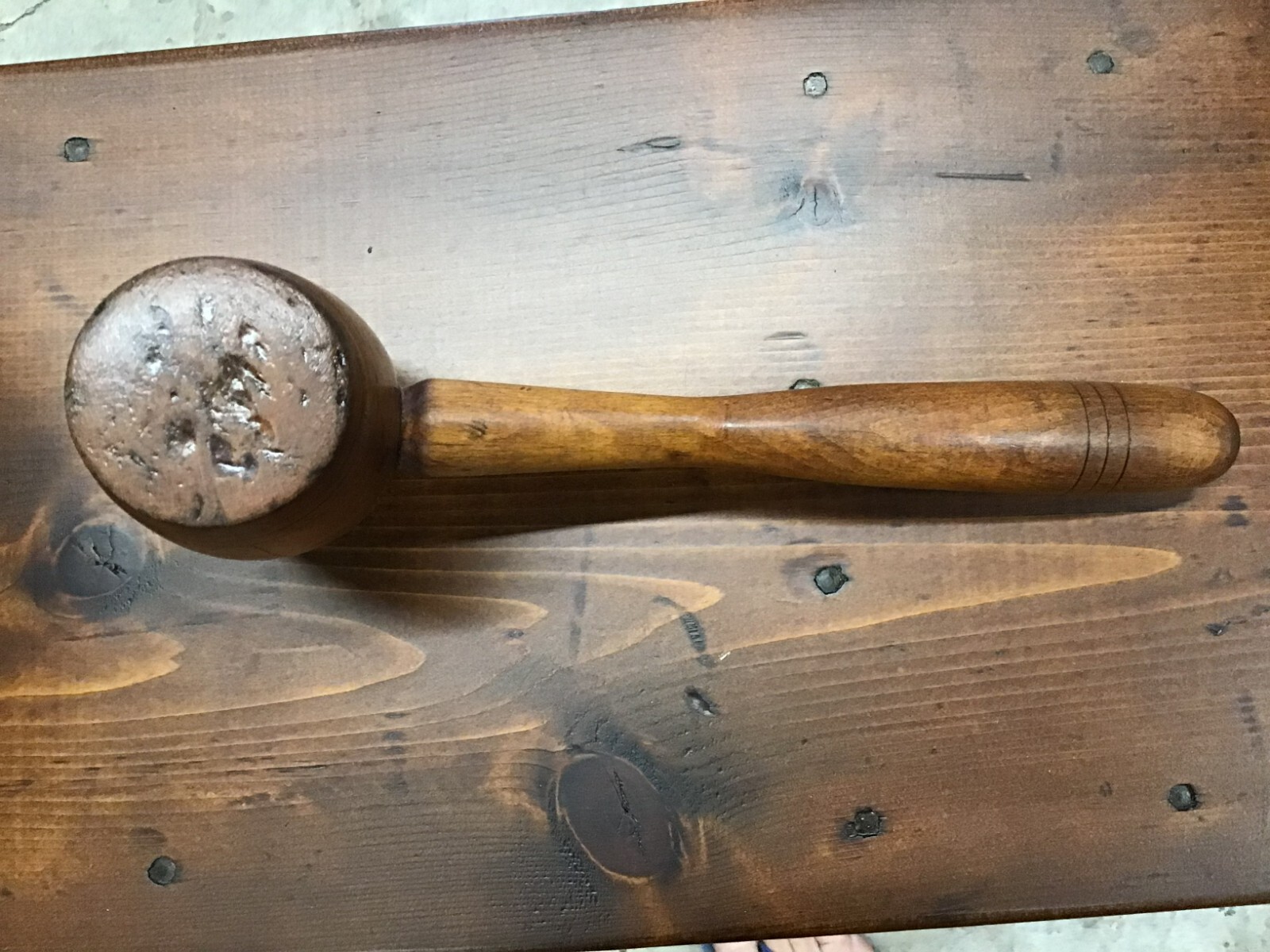 Vintage Mallet Chestnut Turned Treenware Kitchen Woodshop Primitive