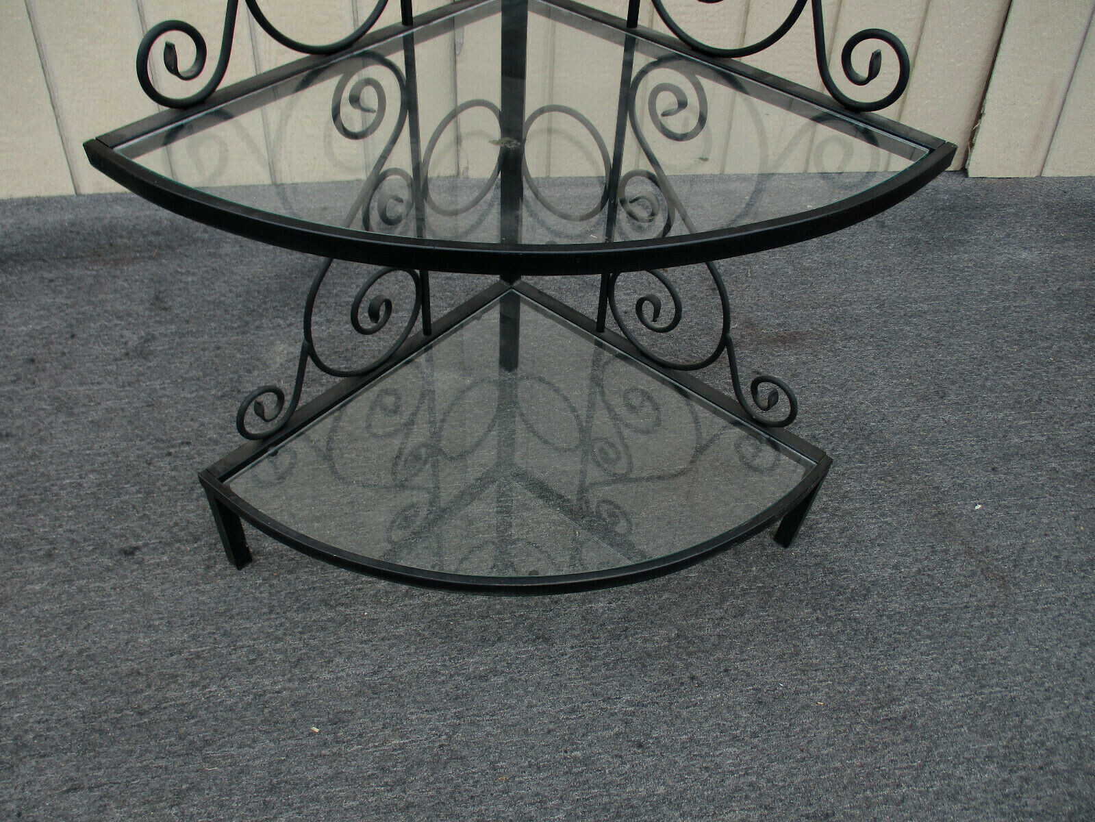 62802 QUALITY Iron Bakers Rack Corner Cabinet with Glass Shelves
