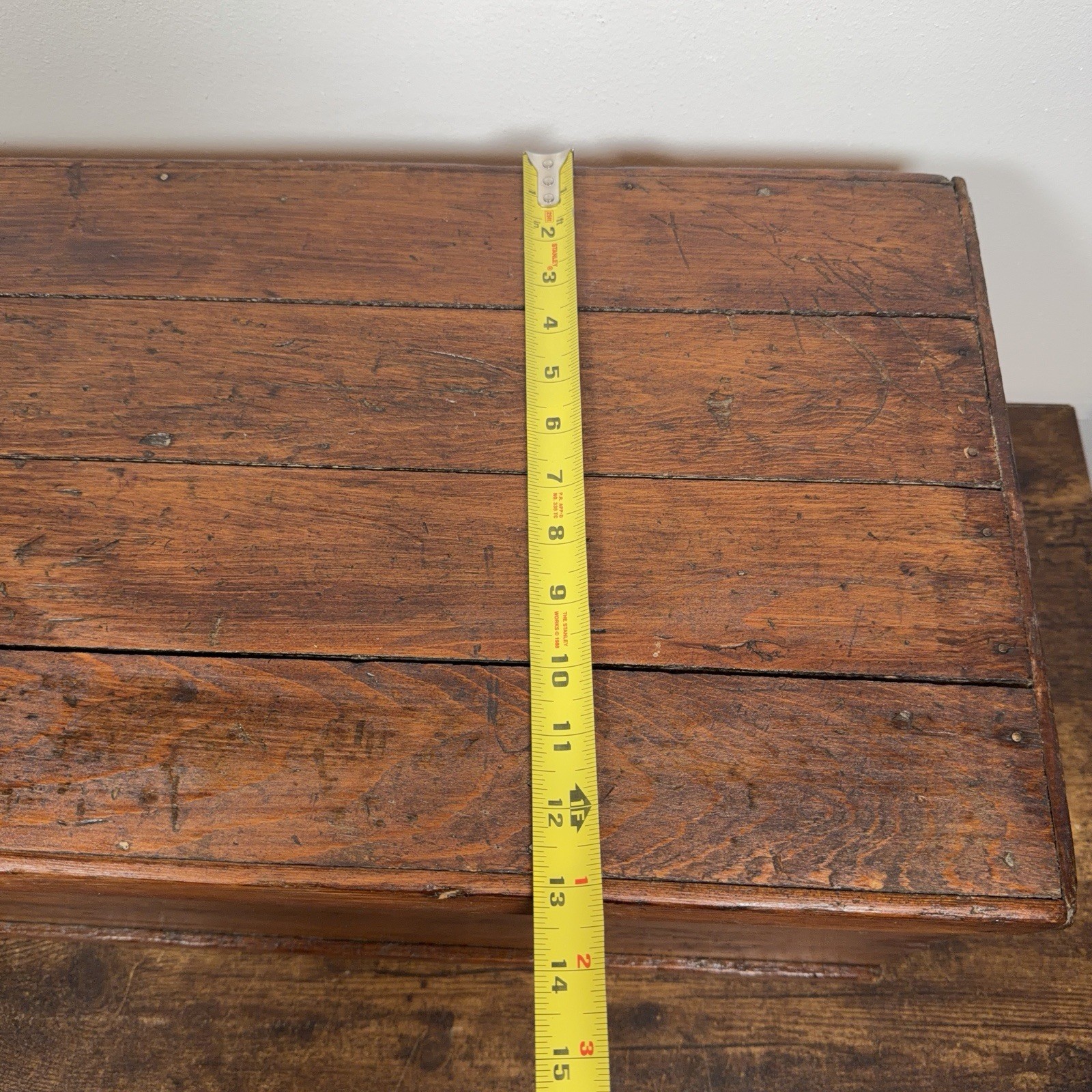 Antique Primitive Wood Carpenters Trunk Chest Tool Box Seaman 32”x13”x11” VTG