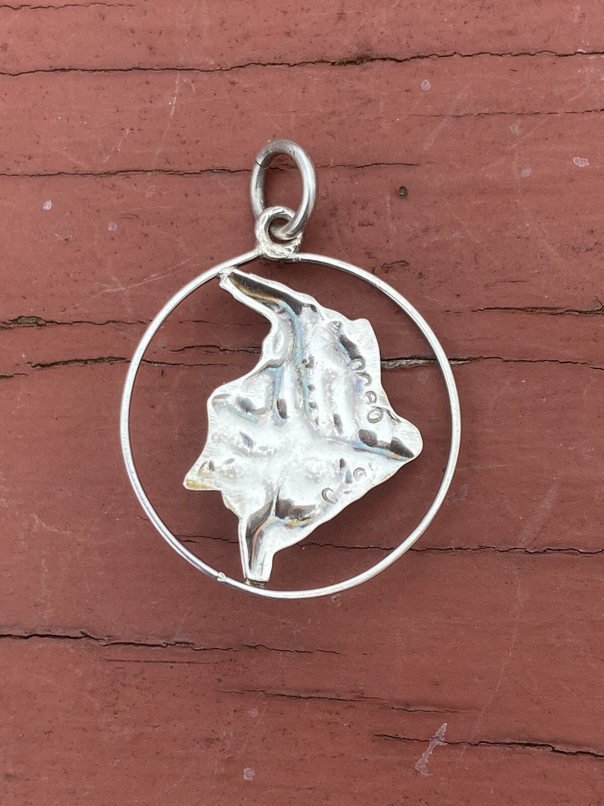 Vtg 800 Silver and Emerald Gemstone Columbia Pendant