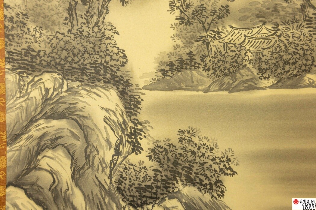 Hanging scroll, house deep in the mountains, ink painting, artist unknown