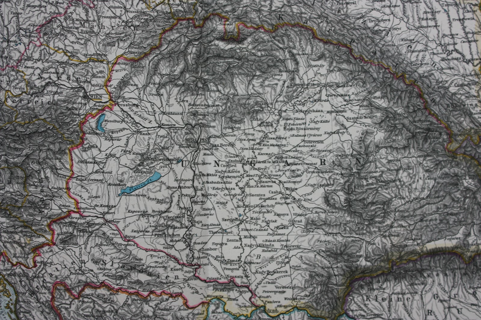 Original antique map NORTH BALKANS, CROATIA, BOSNIA, SERBIA, Stieler, 1891