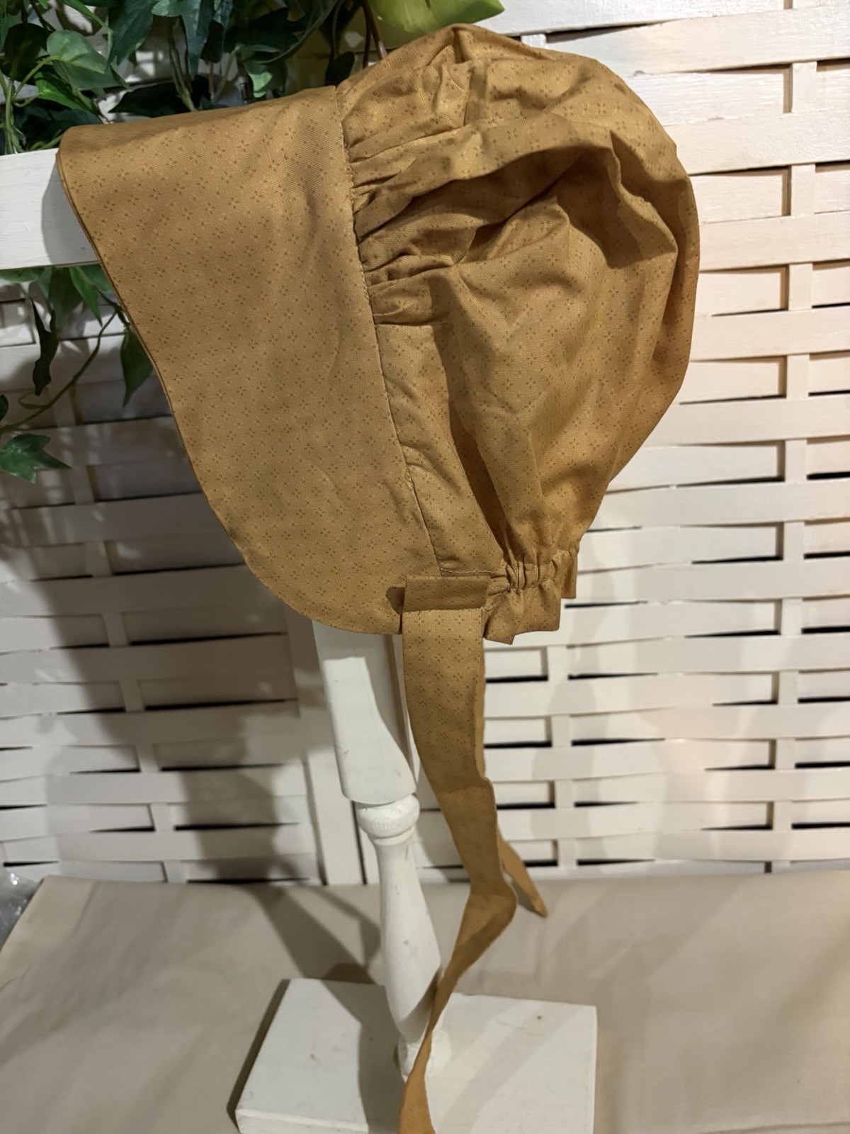 Primitive Prairie Child Bonnet Tea Stain Gold Grungy