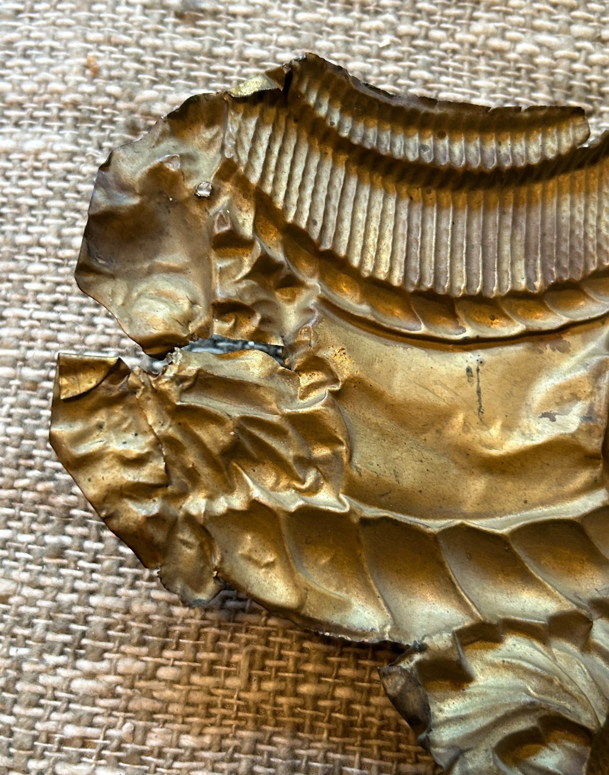 Pair Rare GILDED BRONZE ORMOLU PEDIMENTS Thin Metal Salvage French Rococo Fancy