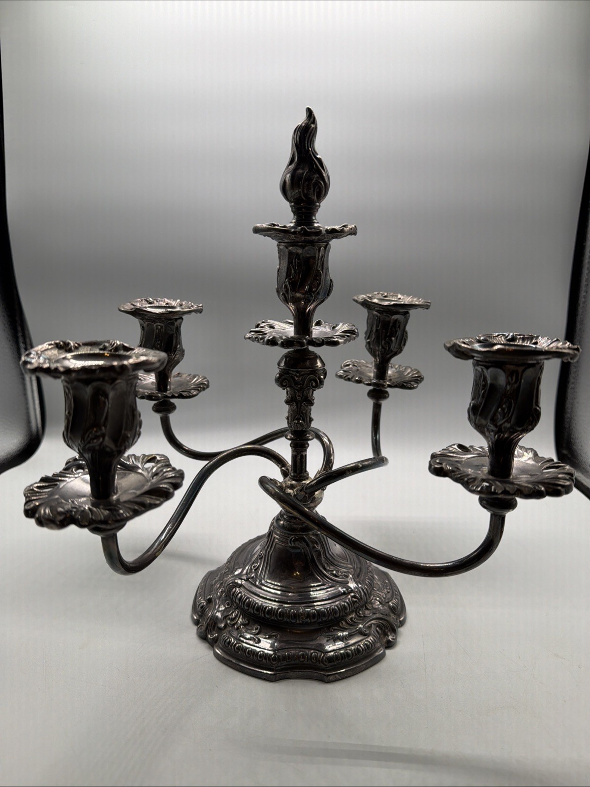 5-Arm Candelabra VTG Reed & Barton 0684 Twist Silver-Plated Epergne Candleholder