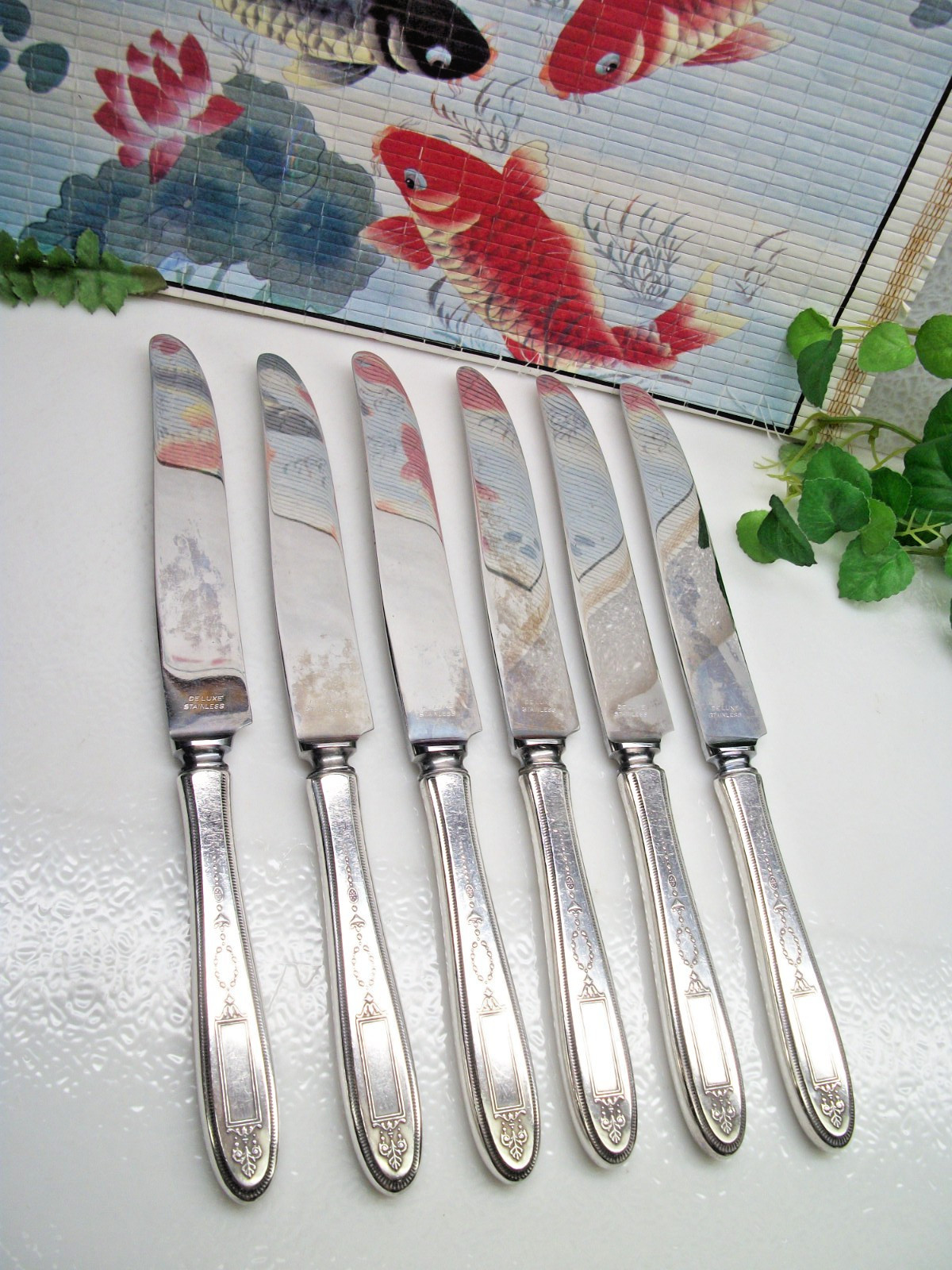 6 Oneida Community Silver GROSVENOR Silverplate 9 3/4″ Dinner Knives 1921