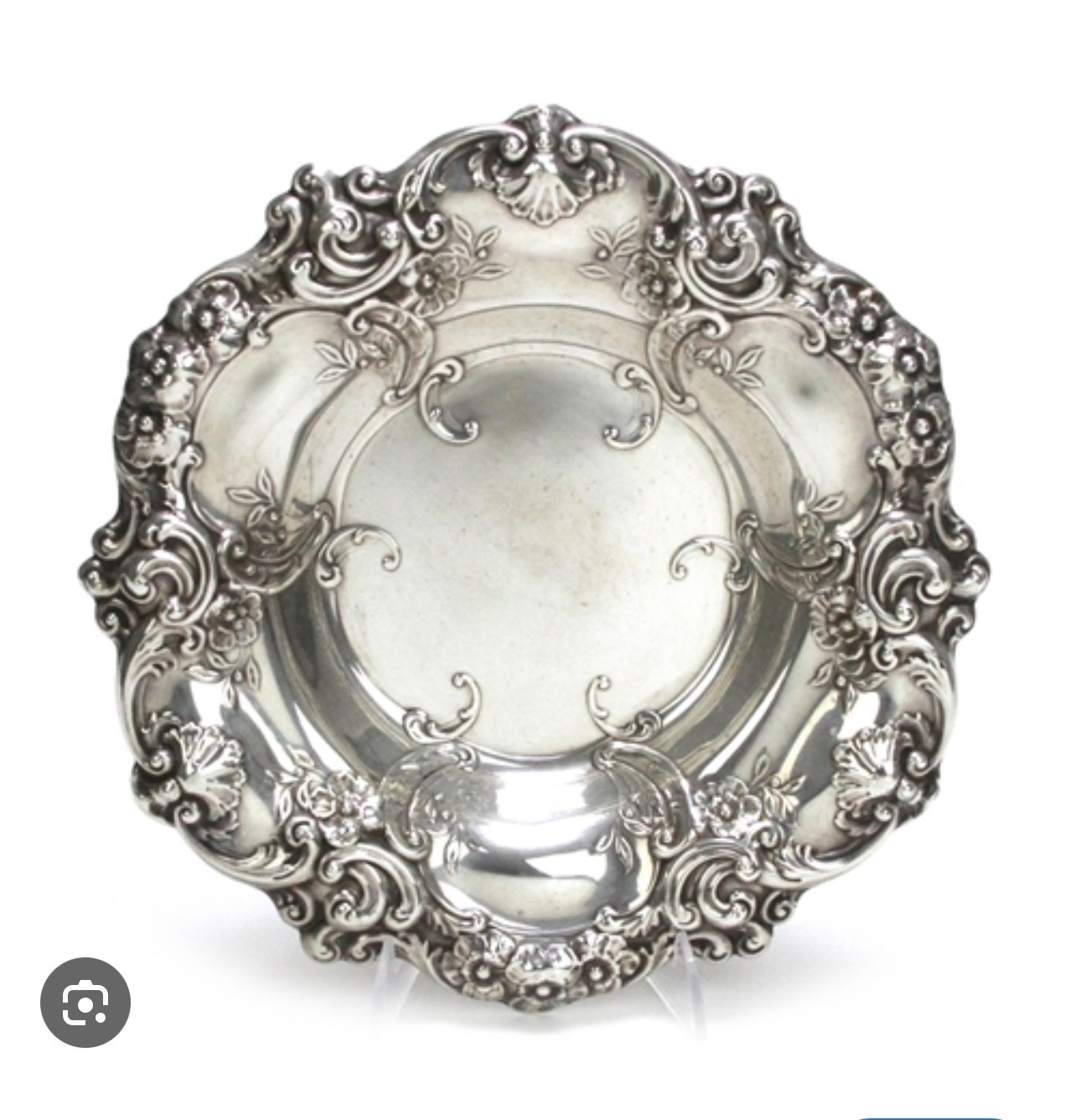 RARE GORHAM ‘MELROSE” STERLING SILVER CHASED DECORATED CENTERPIECE BOWL #818
