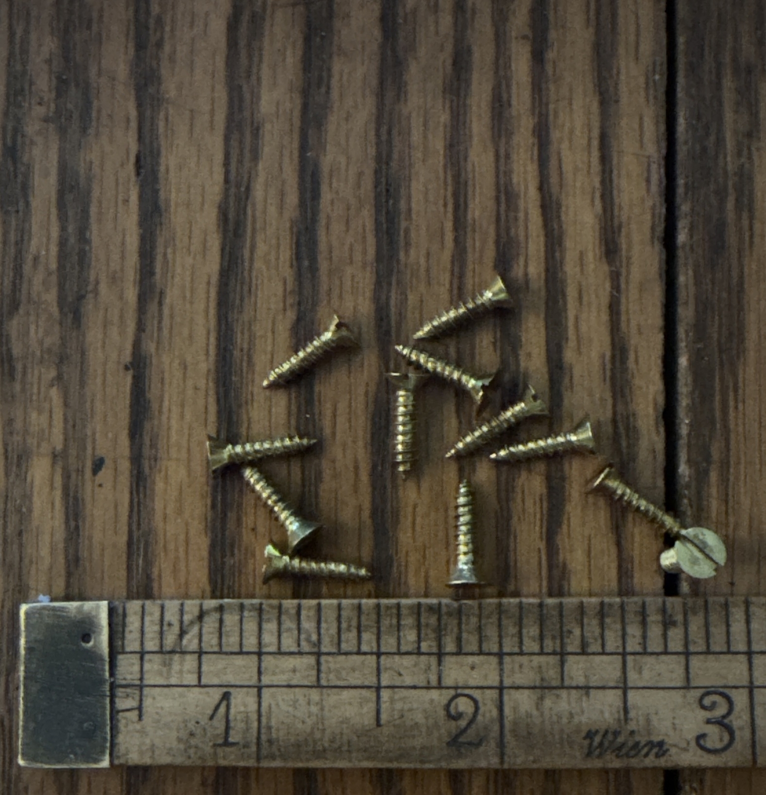 Antique Wood Screws #4 X 1/2 Slotted Flat Head Brass American Made No Shank