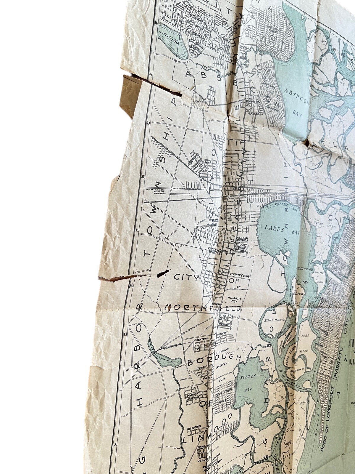 Antique 1927 MAP OF ATLANTIC CITY NJ Seeler Co. 34×22 DOLPH & STEWART