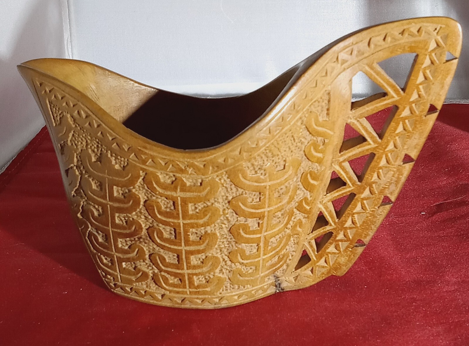 Vtg Ceremonial Wedding Cup, Handcarved Folk Art Wood Cup Or Shepherds Cup