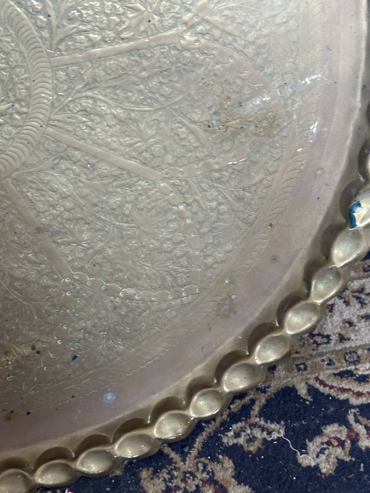 Vintage Very Large Middle Eastern Brass Serving Tray/wall Hanging Plate 76cm