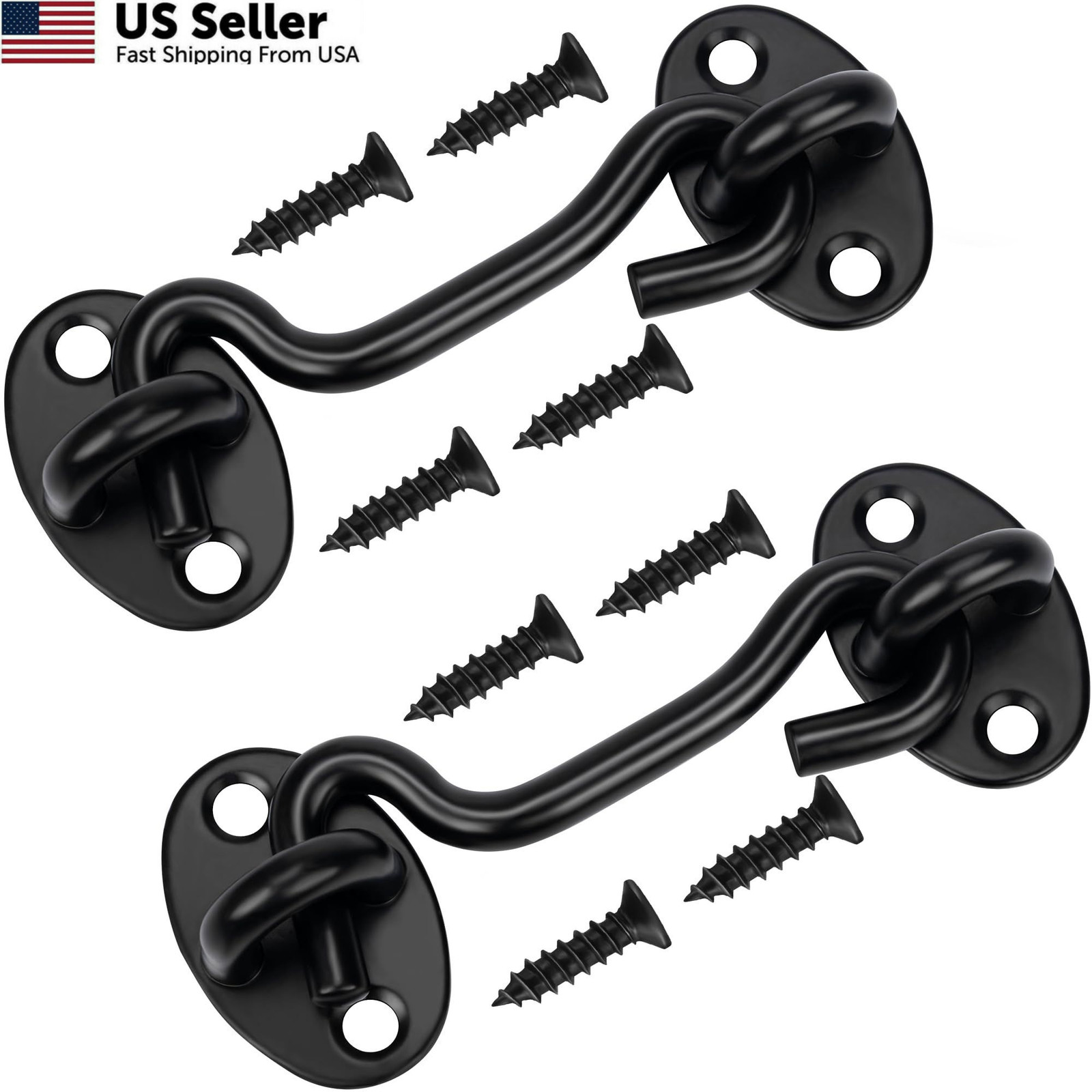 2 Pack 4″ Privacy Hook and Eye Latch Barn Door Gate Lock Stainless Steel FROM US