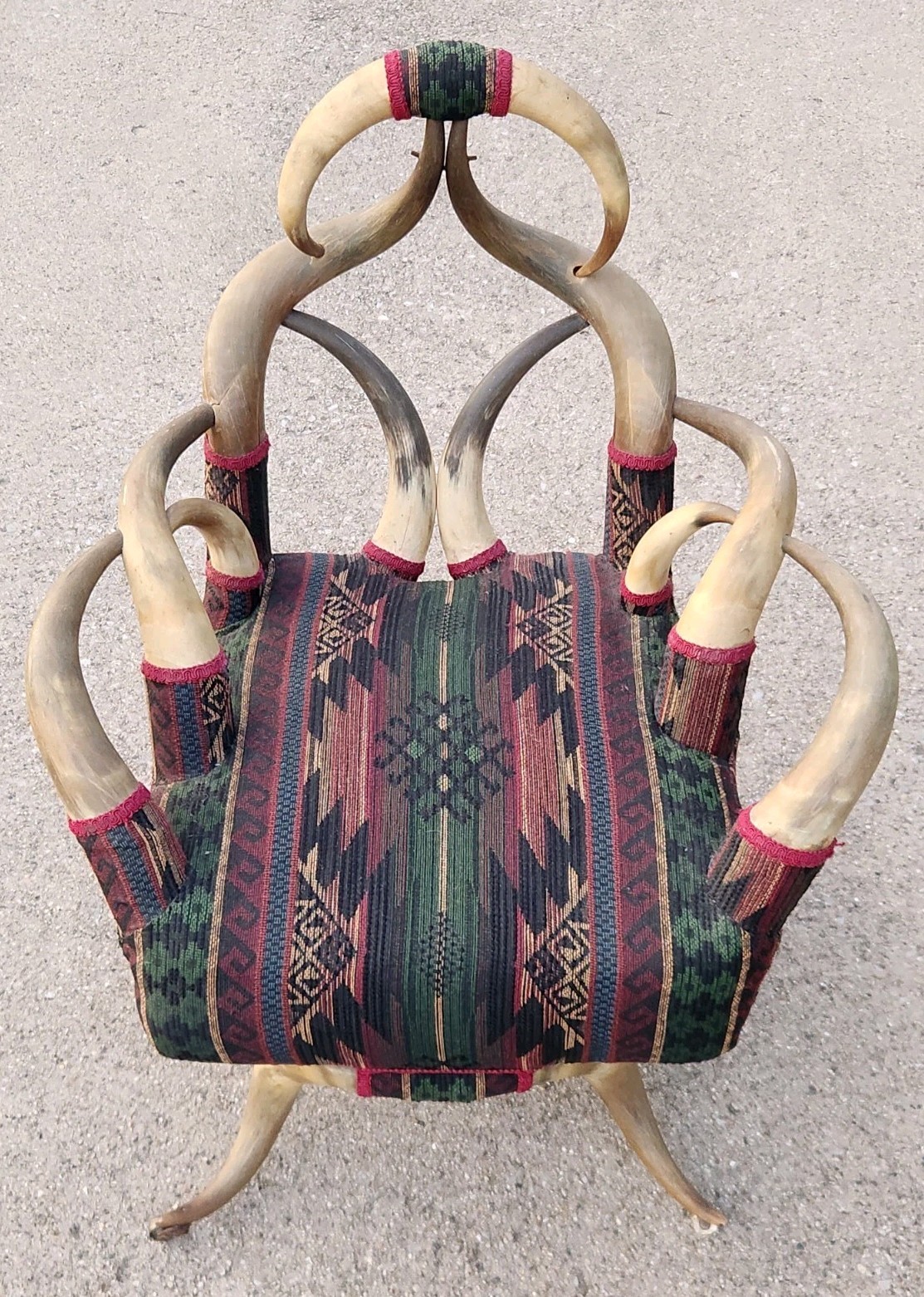 Antique 19th Century Arts Crafts Western American Horn Chair Pro Reupholstered