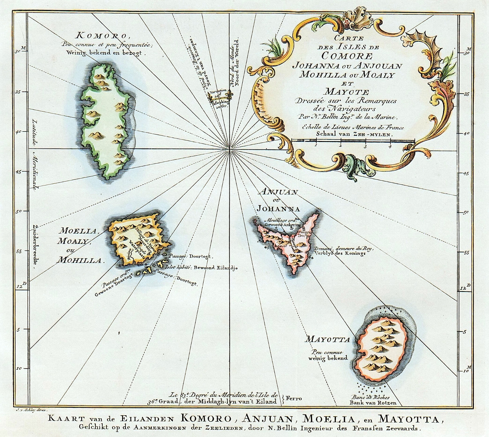 AFRICA COMOROS “Kaart van de Eilanden Komoros” 1760 J. van der Schley