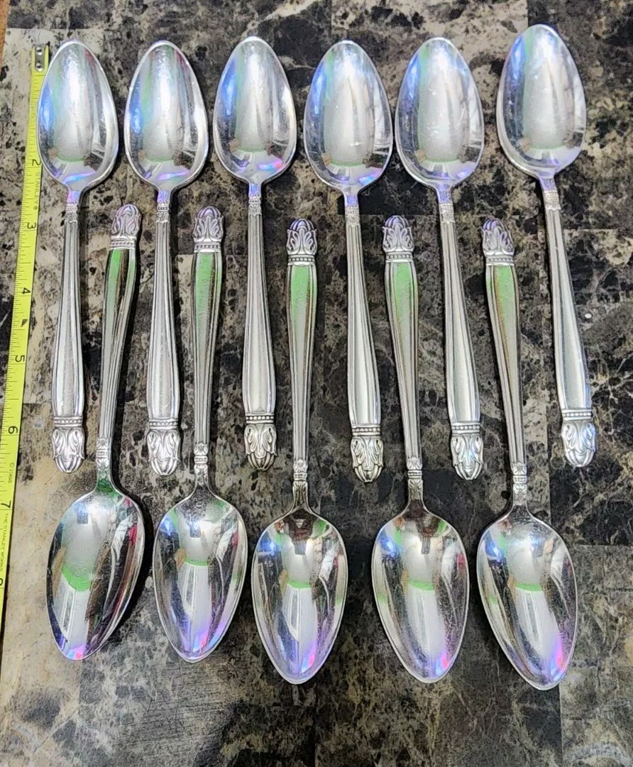 LOT OF 10 c1938 DANISH PRINCESS👸 SILVERPLATED TEASPOONS/ TEA SPOONS🍵🫖