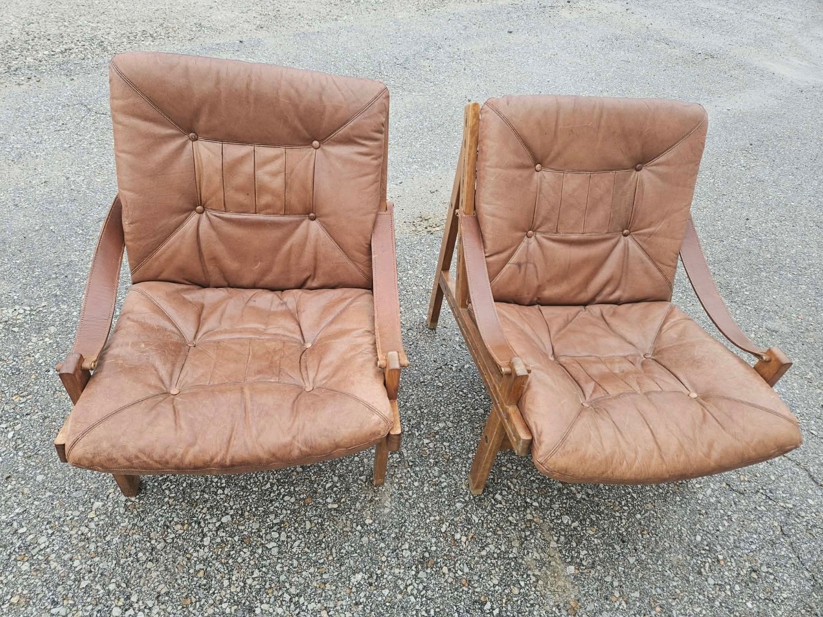 Pair of Vintage Hunter Easy Chairs by Torbjørn Afdal for Bruksbo Norway Leather