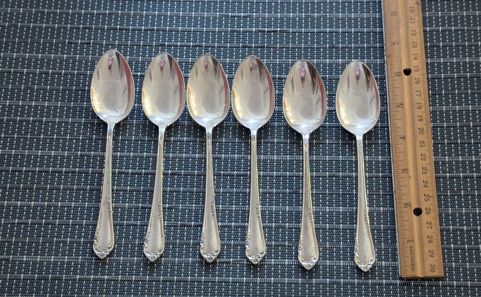 Reed Barton Sterling Silver DANCING FLOWERS Set of 6 Teaspoons 176g