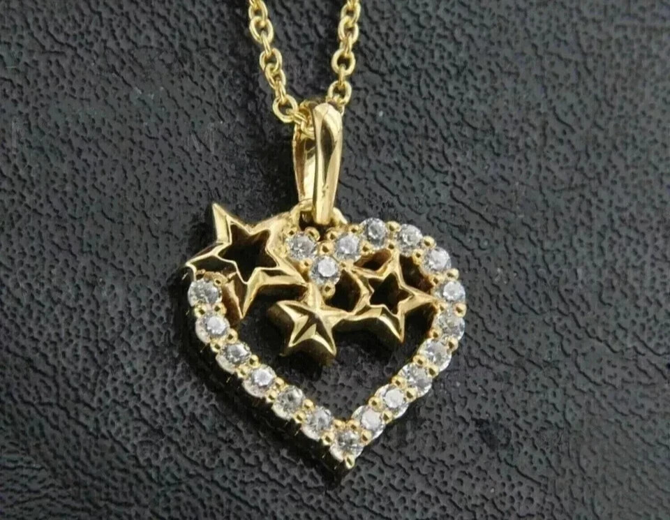 14K Yellow Gold Plated 2Ct Round Lab Created Diamond Women’s Heart Pendant