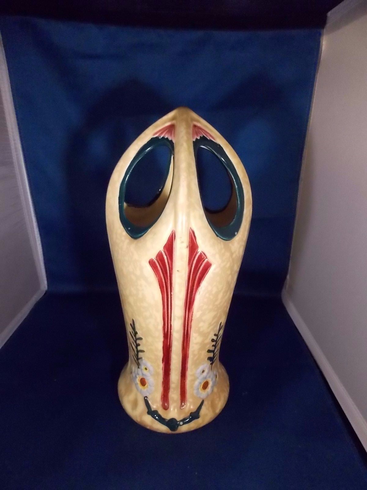 Art Nouveau Royal Dux Cathedral Window Enameled Vase Excellent Condition!