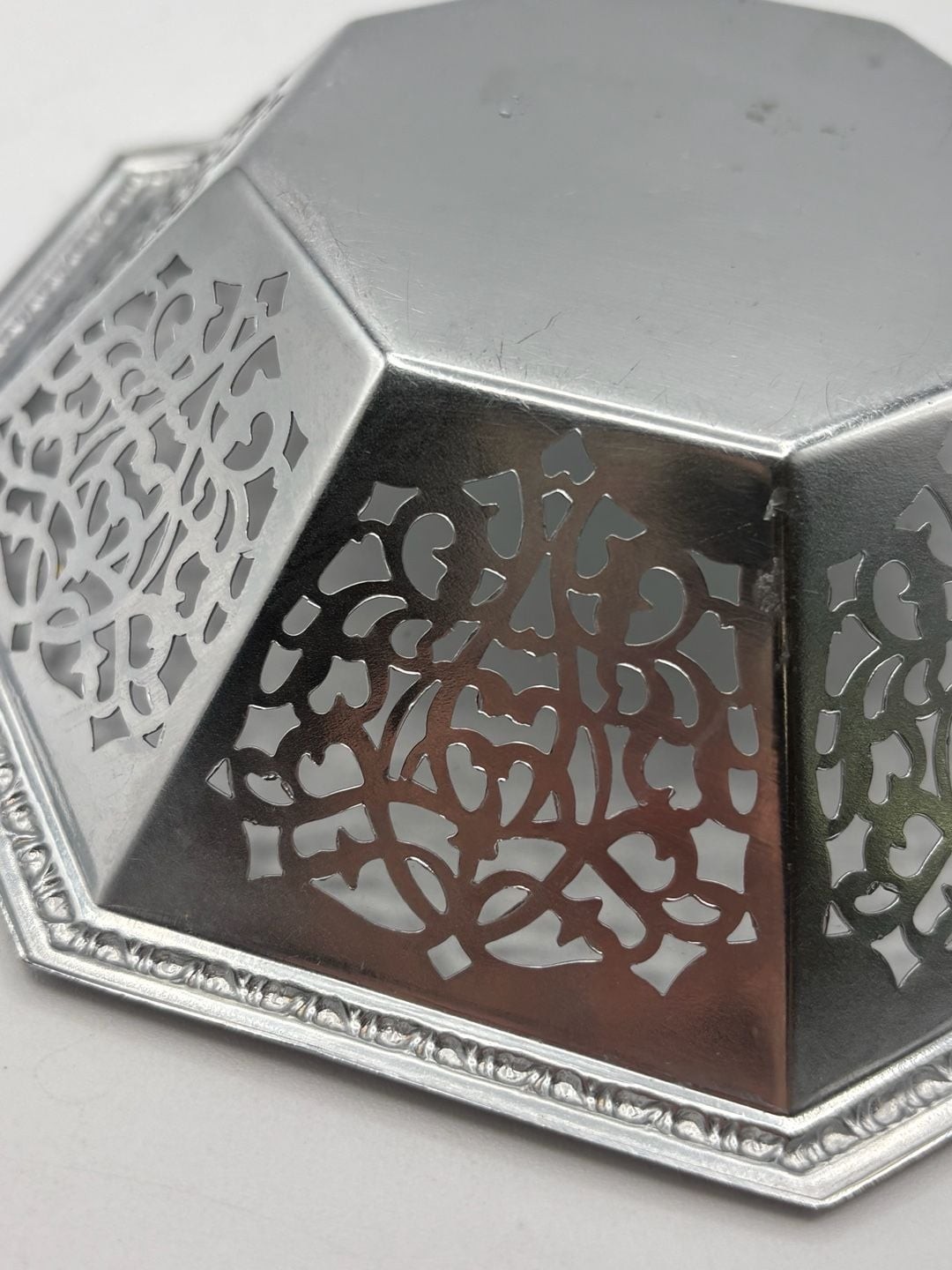 Vintage Octagonal Silver-Plated Pierced Decorative Bowl Made in Germany