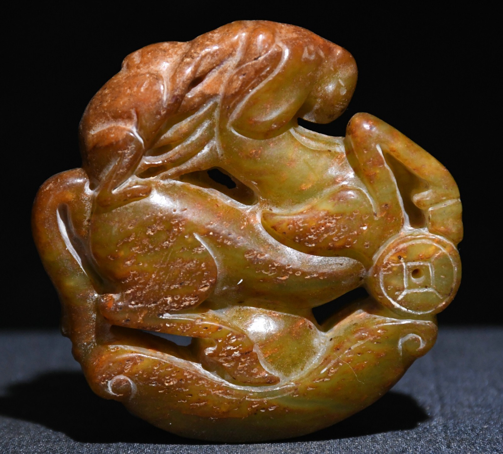 5CM China Hongshan Culture Old Jade Horse Monkey Beast Animal Amuelt Pendant