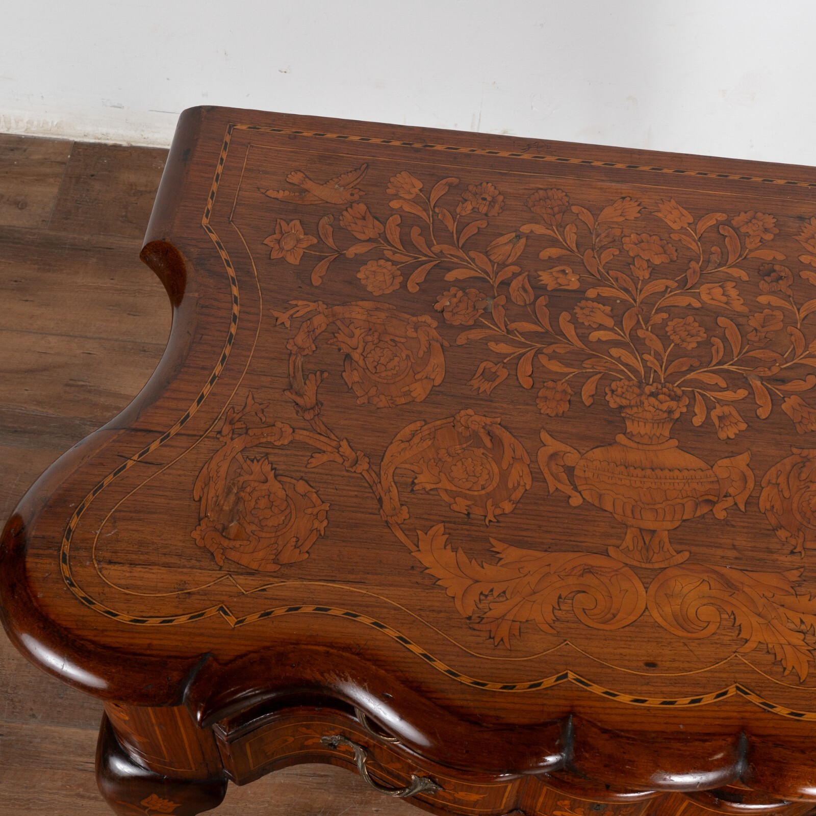Dutch Marquetry Side Table on Cabriolet Legs, Holland circa 1770-1800