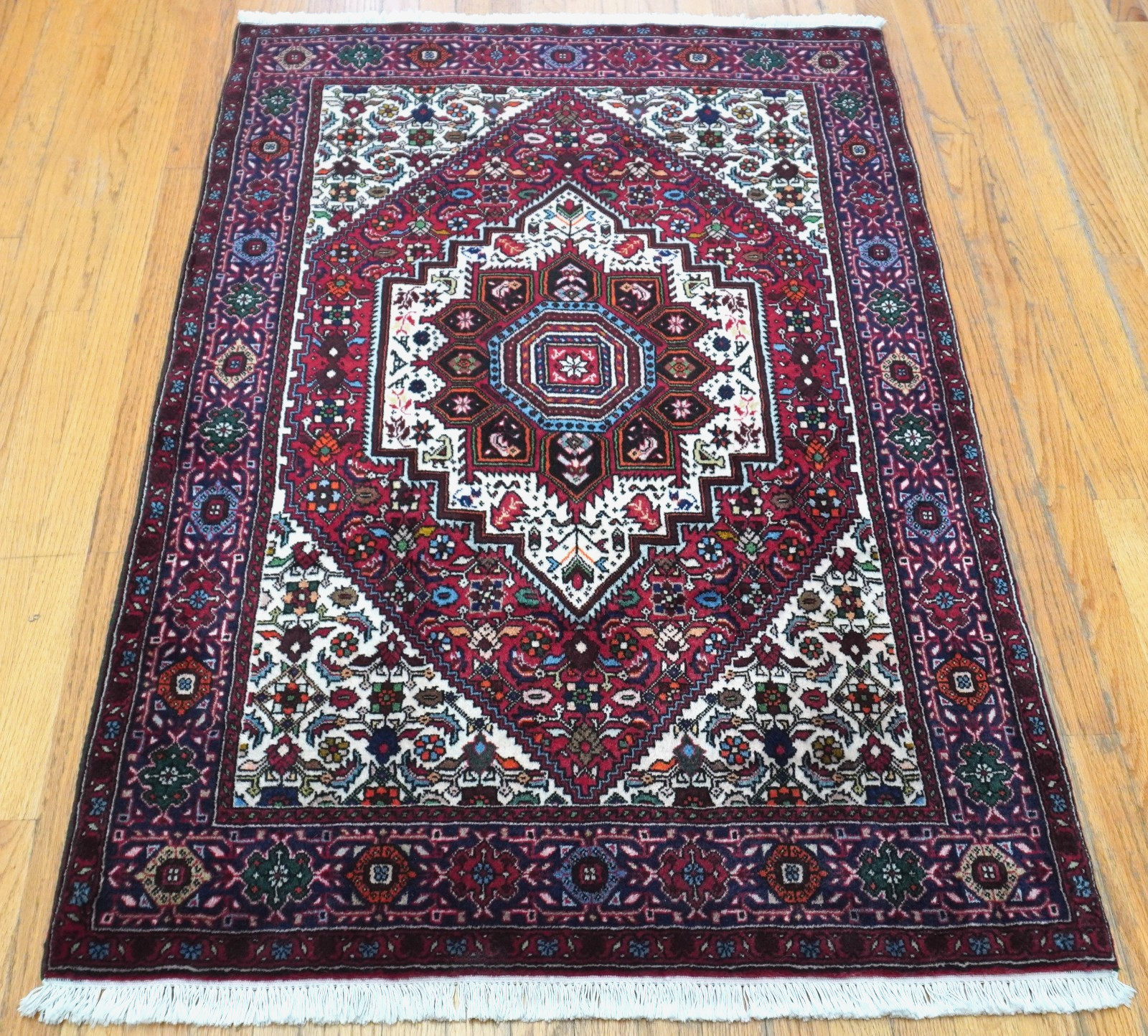 Excellent Bijarr Wool Hand Knotted Geometric Tribal Birds Oriental Rug 3’3″x 4’9
